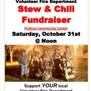 VFD Stew, Chili Fundraiser Set for Noon Sat. Oct. 31 by Pickton/Pine Forest Firefighters at Pickton Community Center