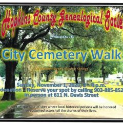 HC Genealogical Society ‘Cemetery Walk’ Fundraising Event Will Feature History Tour on Sunday November 1