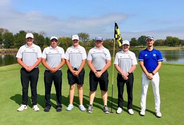 Sulphur Springs High School Wildcat Invitational team Boys team photo from left to right Luke Dietze Rylan Brewer Caleb Kesting Grant Mohesky Kip Childress and Coach Jeremy DeLorge
