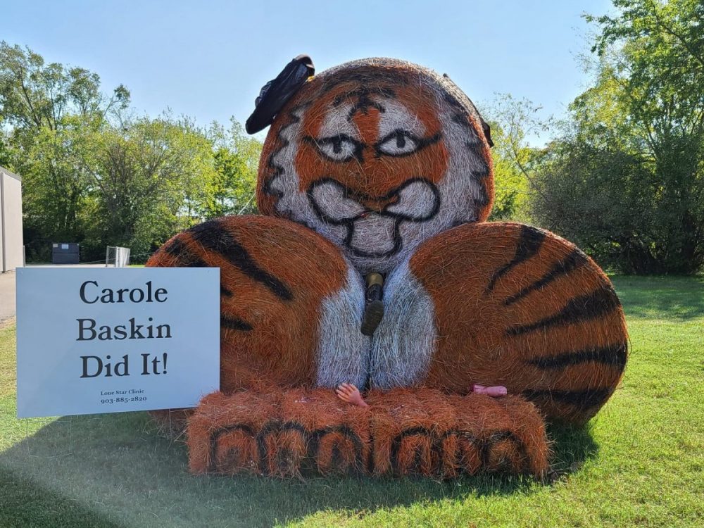 carole baskin tiger tigerking Don Lewis Joe Exotic 2020 hopkins county sulphur springs tx hay bale sculpture