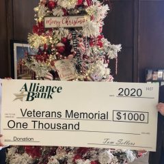 Veterans Memorial Receives Donation From Alliance Bank