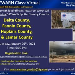 Annual SKYWARN Storm Spotter Training Class To Be Conducted Virtually