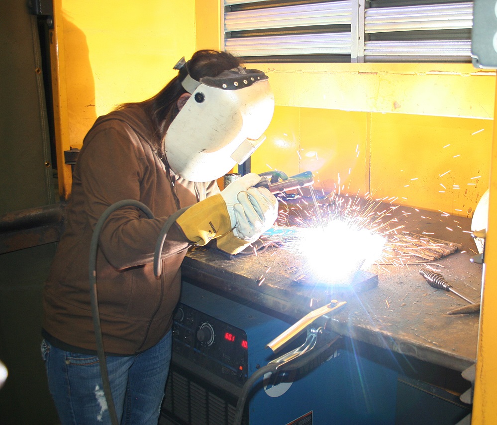 Sherry West in the welding program Paris Junior College Sulphur Springs weld WestJPG