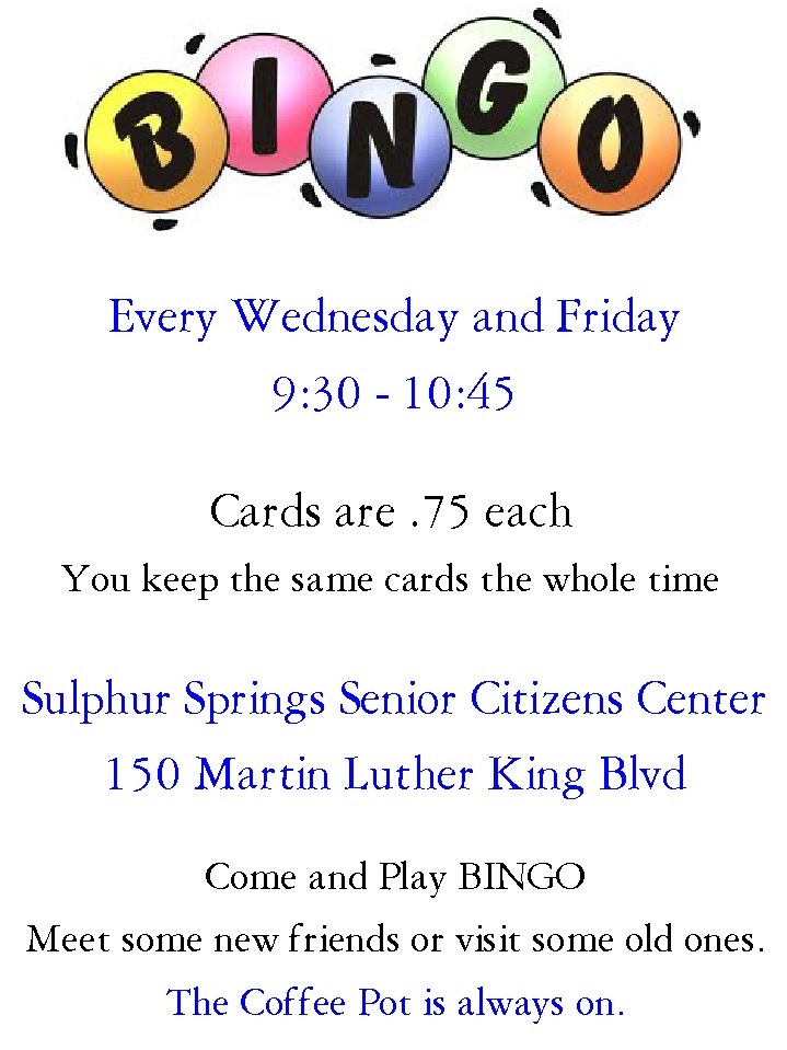Senior Citizens Center BINGO Flyer