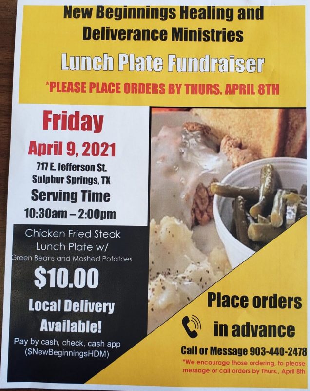 Lunch Plate Fundraiser Friday April 8th, 2021 Ksst Radio