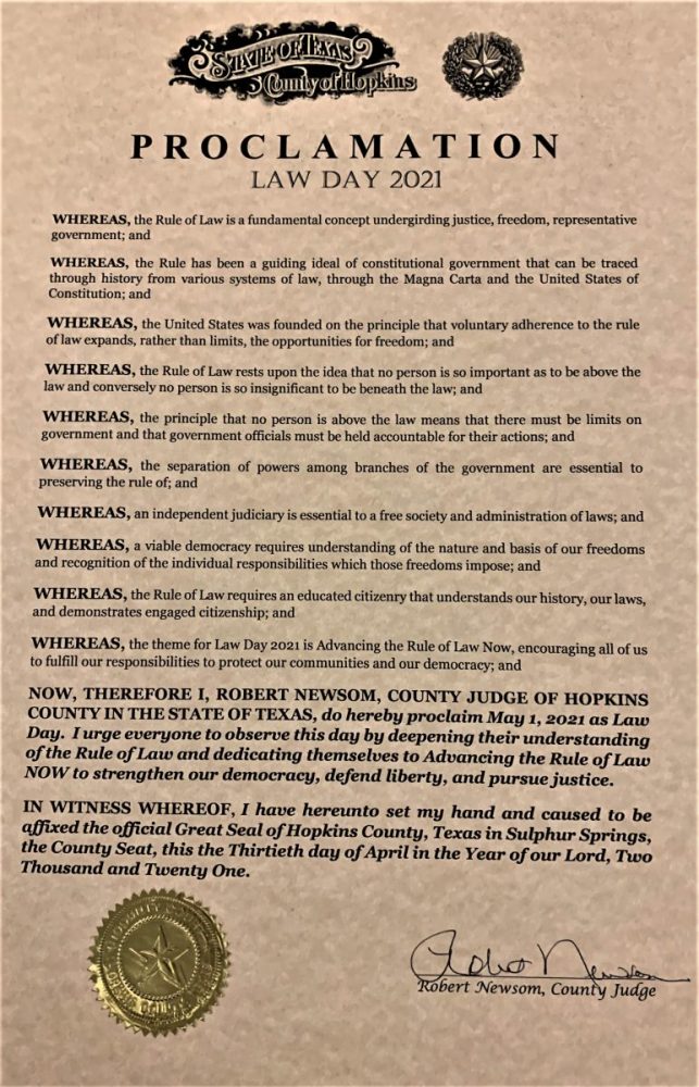 Hopkins County Bar Association, Judges Observe Law Day 2021 Ksst Radio