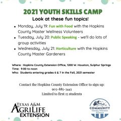 Hicks: Youth Skills Camp Announcement