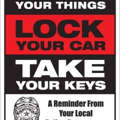 Residents Reminded To Secure Valuables, Lock  Doors To Reduce Risk Of Vehicle Burglaries