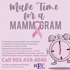 Breast Cancer Awareness Month: Free Mammograms For Uninsured Women Offered Oct. 9 At Gillis Women’s Center