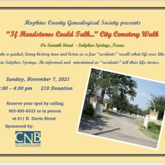 “If Headstones Could Talk” Cemetery Walk is November 7 at City Cemetery