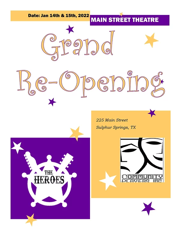 Community Players Announce Grand Reopening Of Main Street Theatre, Other 2022 Events