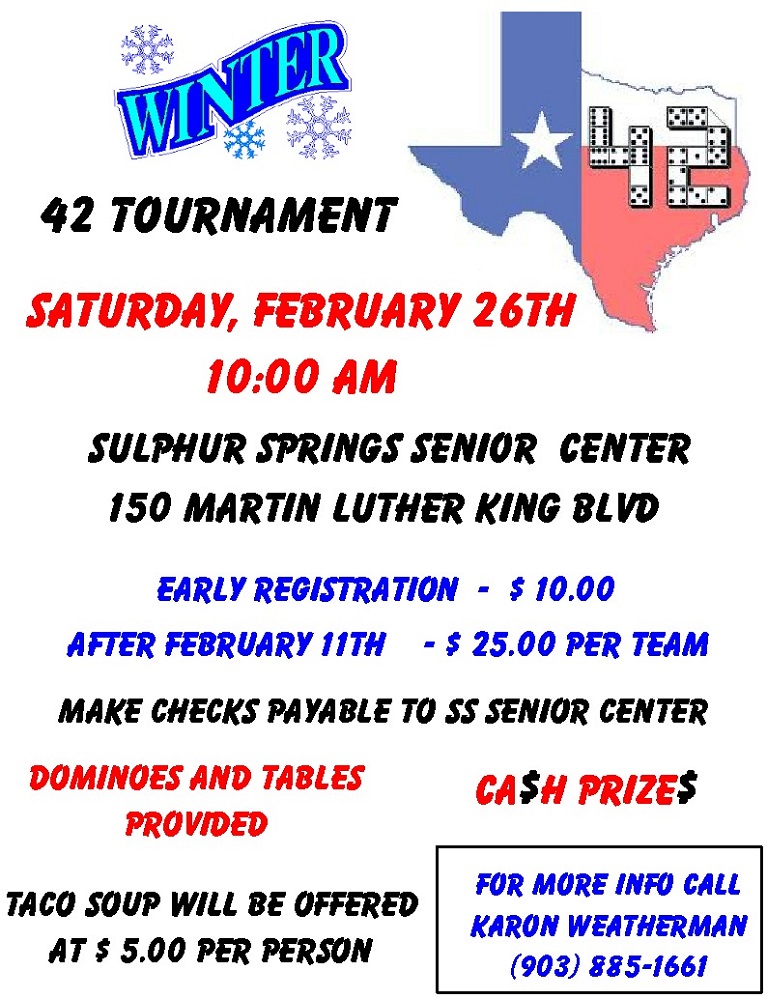 2022 Winter 42 Tournament Senor Citizens Center