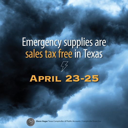 April 2325 Is Emergency Preparation Supplies Sales Tax Holiday In