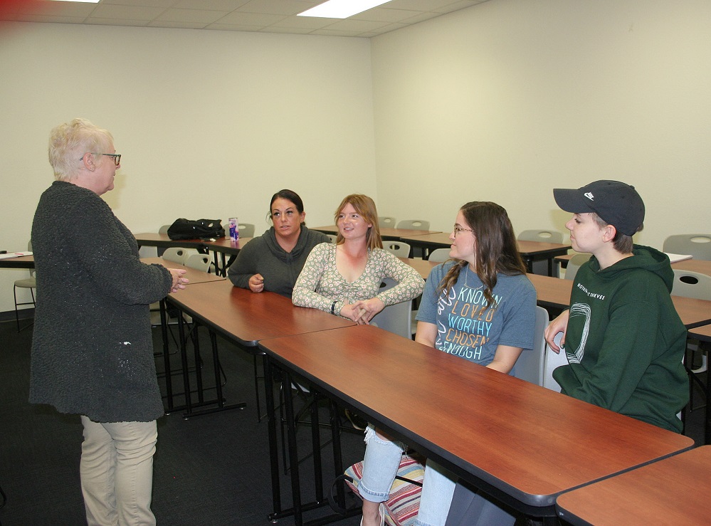 Paris Junior College Sulphur Springs Gov class Government Instructor Kelly Payne answers questions