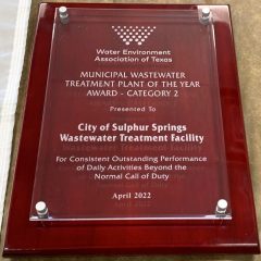 Sulphur Spring Facility Named Municipal Wastewater Treatment Plant Of The Year
