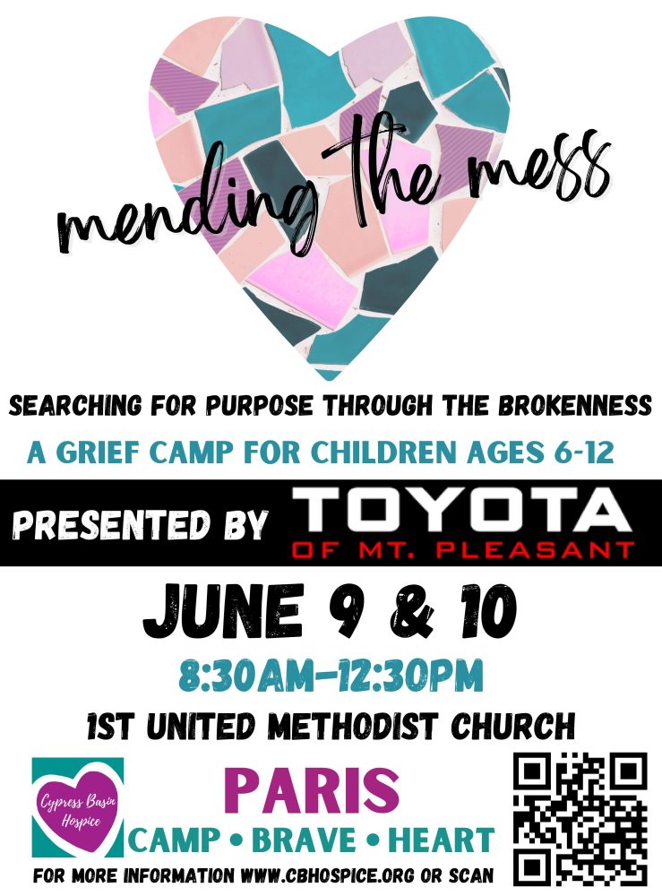 Grief Camp for Children at 1st United Methodist Church in Paris June 9 and 10
