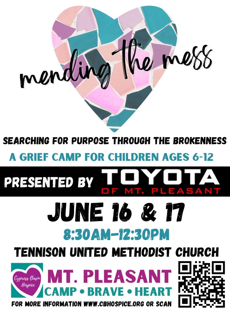 Grief Camp for Children at Tennison United Methodist Church in Mt Pleasant June 16 and 17