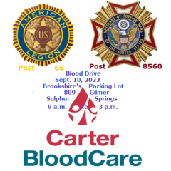 Chamber Connection: VFW And American Legion Host Sept. 10 Blood Drive At Brookshire’s