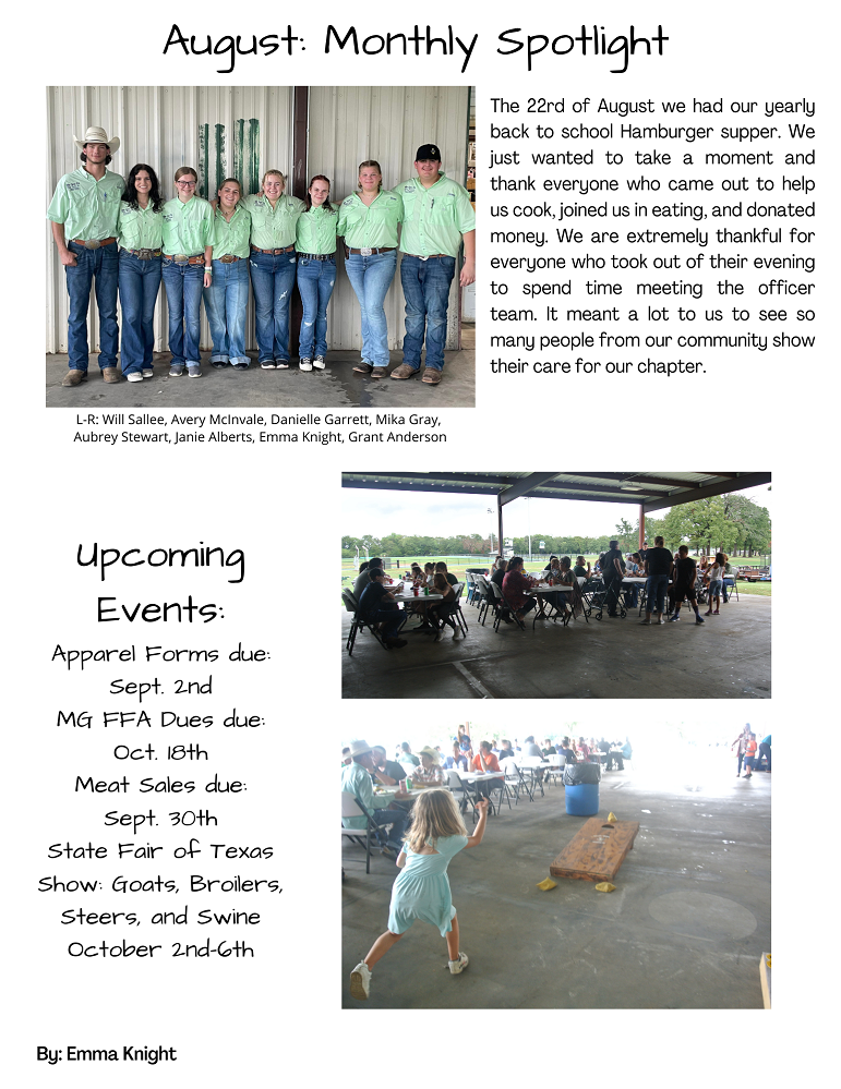 Miller Grove FFA August Spotlight