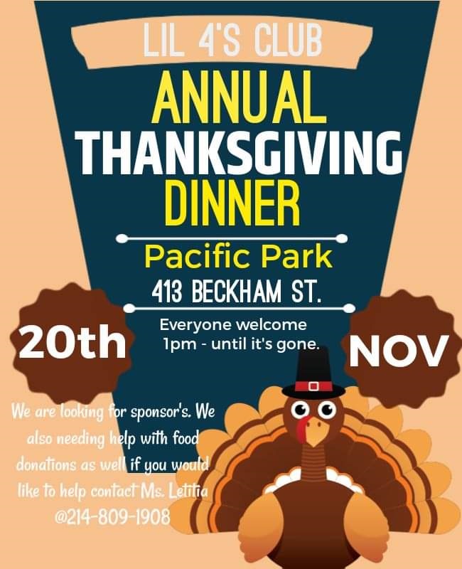 LIL 4s Thanksgiving Dinner Nov 20th