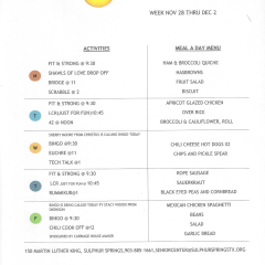 Meal A Day Menu And Senior Citizens Center Calendar for Dec. 5-9, 2022