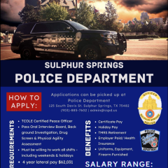 Sulphur Springs Police Department Looking For New Hires
