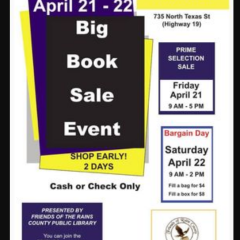 Friends of the Rains County Public Library BOOK SALE