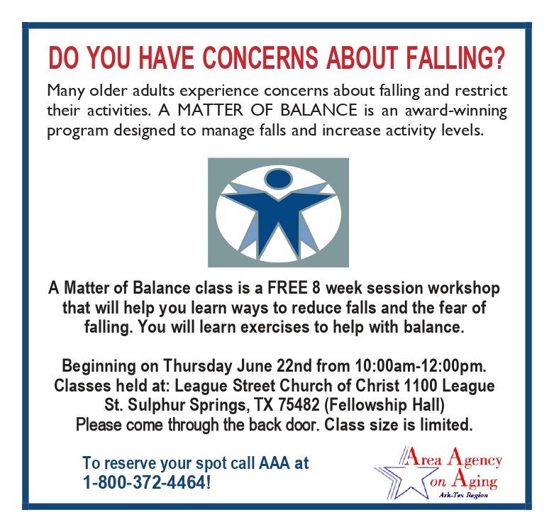 Matter of Balance Flyer for Sulphur Springs Class 2023