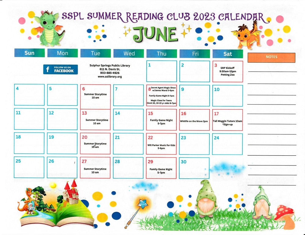 SS Public Library June 2023 Calendar