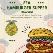 The Miller Grove FFA Hamburger Supper Will be Held August 21, 2023