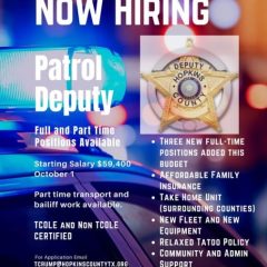 Hopkins County Sheriff’s Office is Hiring