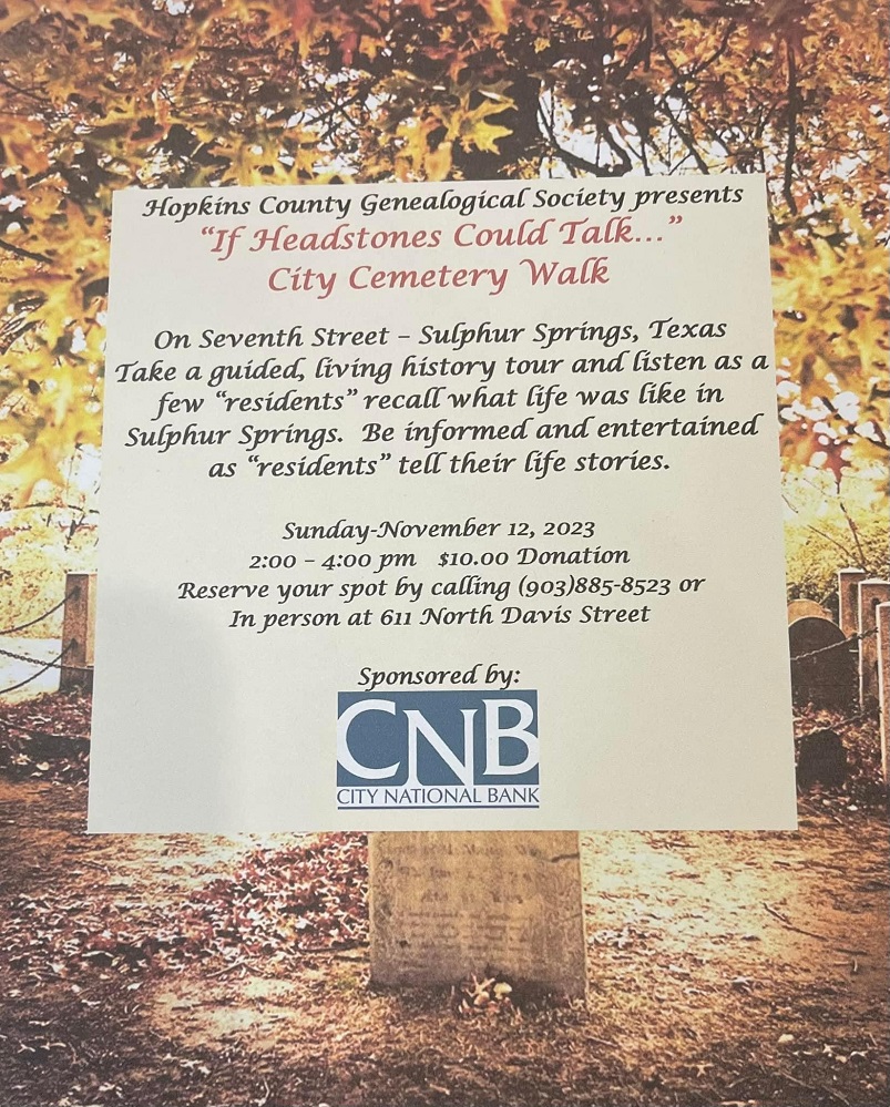 Genealogical Society City Cemetery Walk 2023