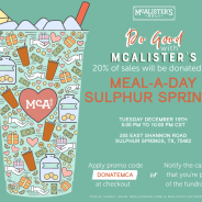 Meal-A-Day Fundraiser at McAlister’s on December 19, 2023