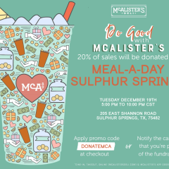 Meal-A-Day Fundraiser at McAlister’s on December 19, 2023