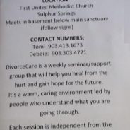 Divorce Care at FUMC in Sulphur Springs