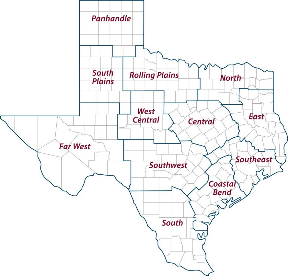 map of TX sections