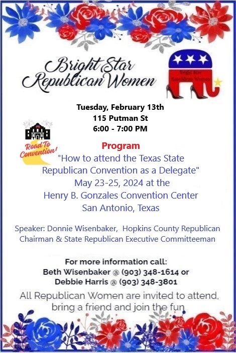 Bright Star Republican Woman February Meeting Flyer