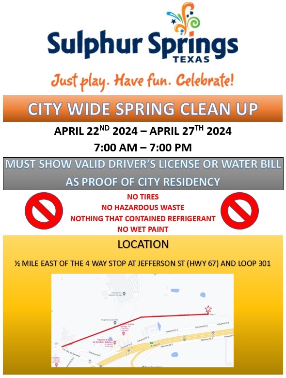 Sulphur Springs Spring Clean Up 2024