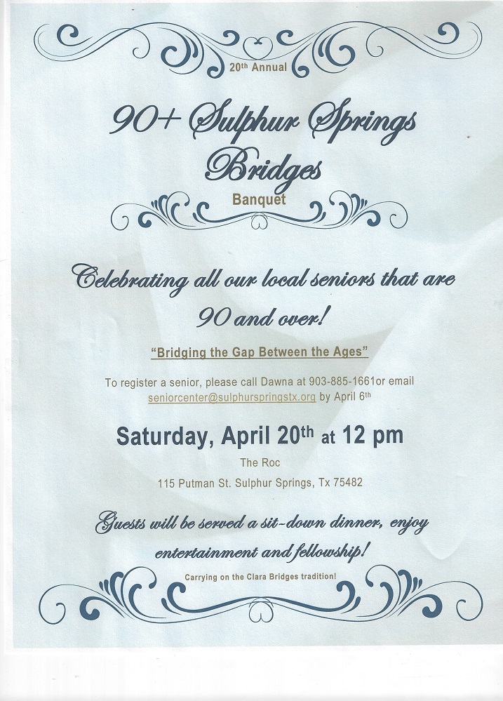 Sulphur Springs Senior Citizen Center 90+ Bridges Banquet