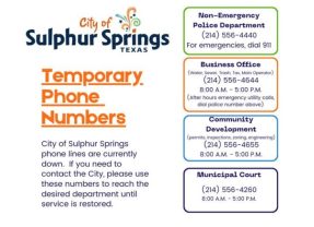 Phone Line Troubles at City of Sulphur Springs