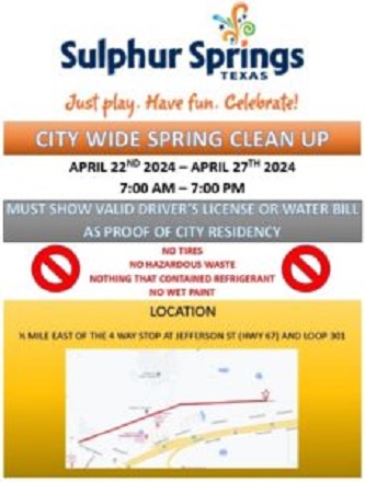 Sulphur Springs Texas Spring Clean Up 2024