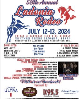 The Ladonia Rodeo is Coming up July 12th and 13th