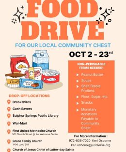 Don’t Forget: Food Drive for Community Chest This October