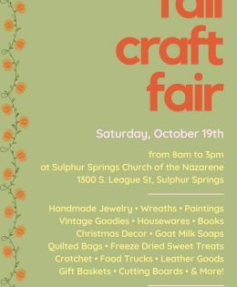 Sulphur Springs Church of the Nazarene to hold Their Fall Craft Fair October 19th