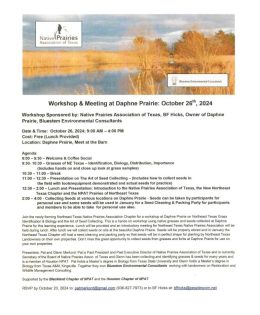 Workshop and Meeting at Daphne Prairie set for October 26th, 2024