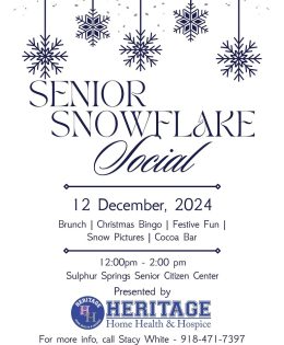 “The” Social Event of the Season will Take Place December 12th at the Sulphur Springs Senior Citizens Activity Center