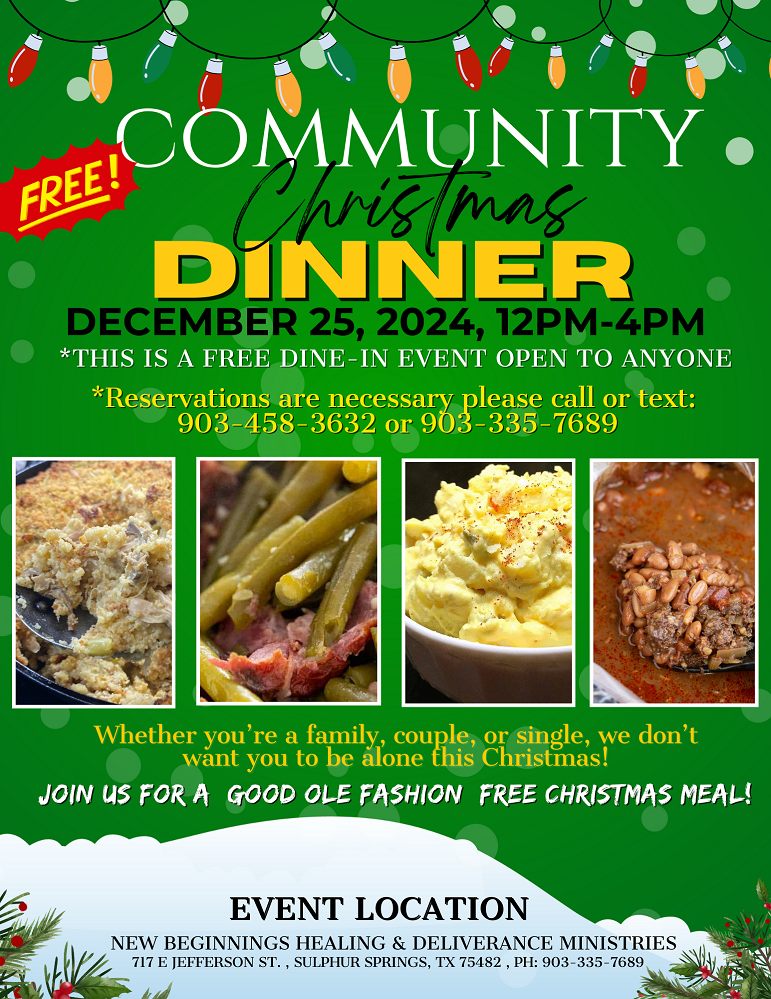 New Beginnings Healing and Deliverance Ministries Christmas Dinner December 25, 2024