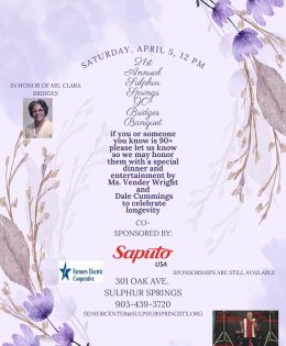 The 21st Annual Clara Bridges Banquet is Coming up April 5th