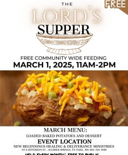 New Beginnings Healing and Deliverance Ministries to Hold Free Community Wide Meal March 1st