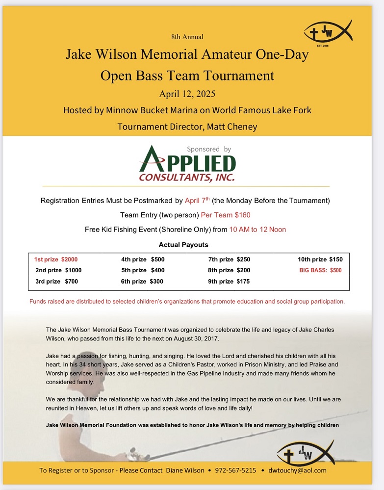 8th Annual Jake Wilson Memorial Bass Tournament